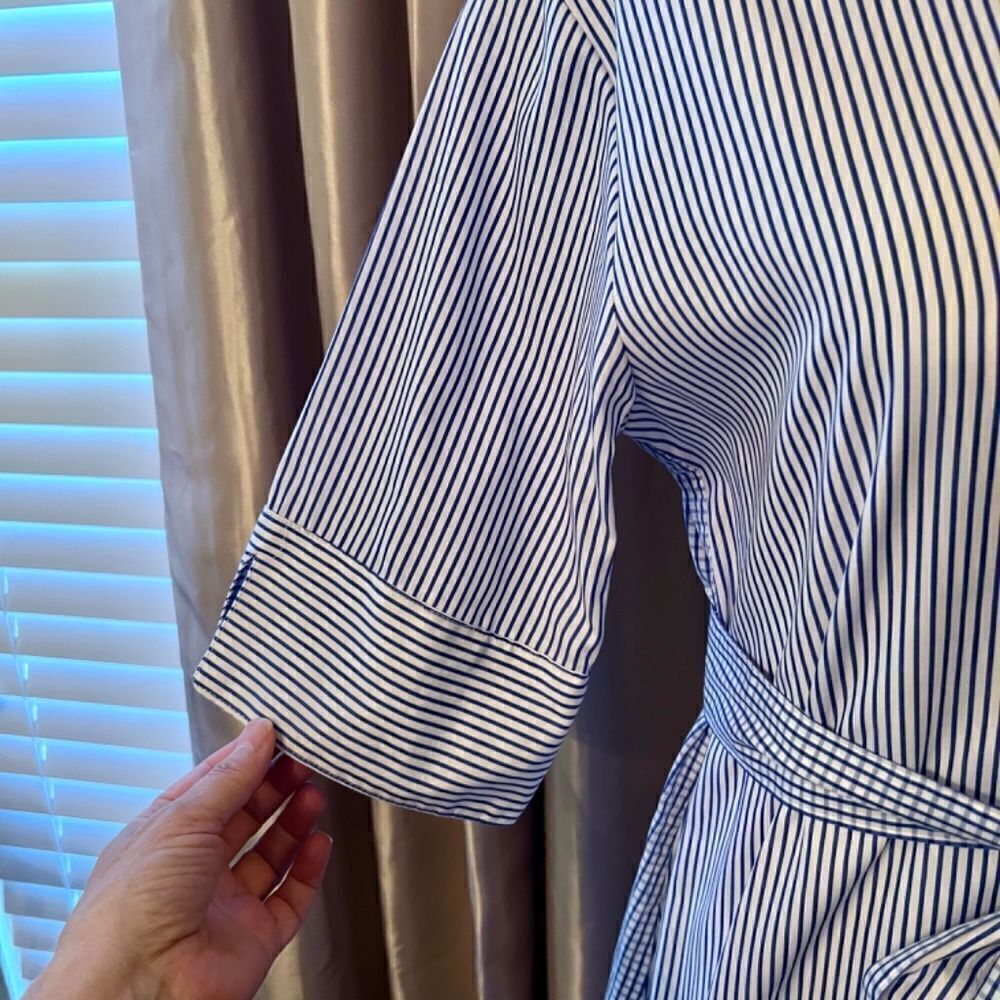 EUC‎ Hinson Wu Charlie Refined Cotton Stripe Check Shirt Style Midi Dress SMALL - Picture 8 of 11
